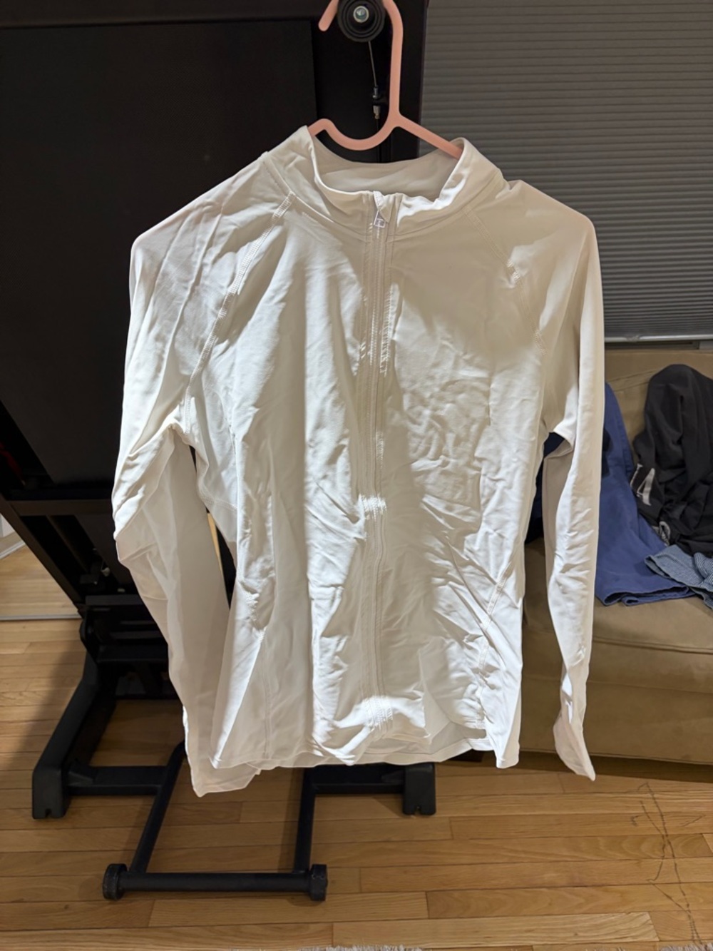 White Full-Zip Lightweight active wear shirt